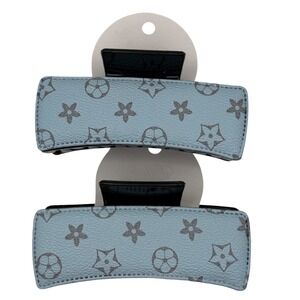 Ella's Light Blue Patterned Claw Clips Set of 2 Hair Accessories for Women